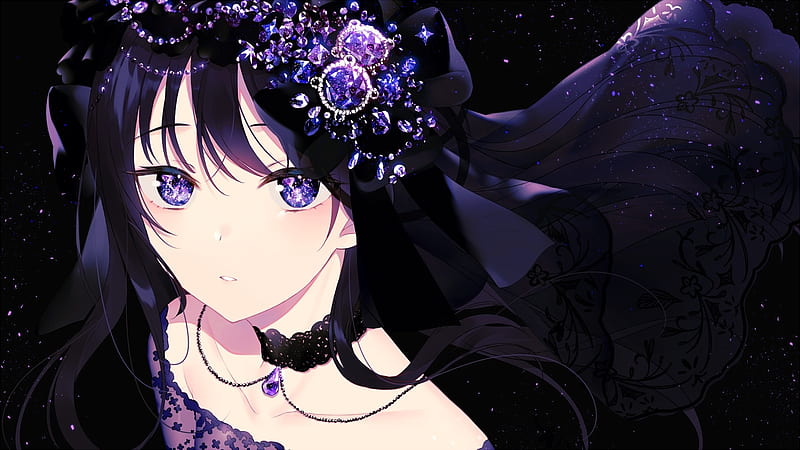 purple, girl, anime, manga, black, jewel, achiki, face, HD wallpaper ...