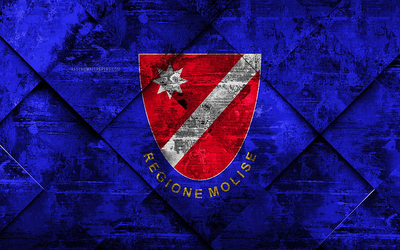 Flag of Molise grunge art, rhombus grunge texture, Italian region, Molise flag, Italy, national symbols, Molise, regions of Italy, creative art, HD wallpaper