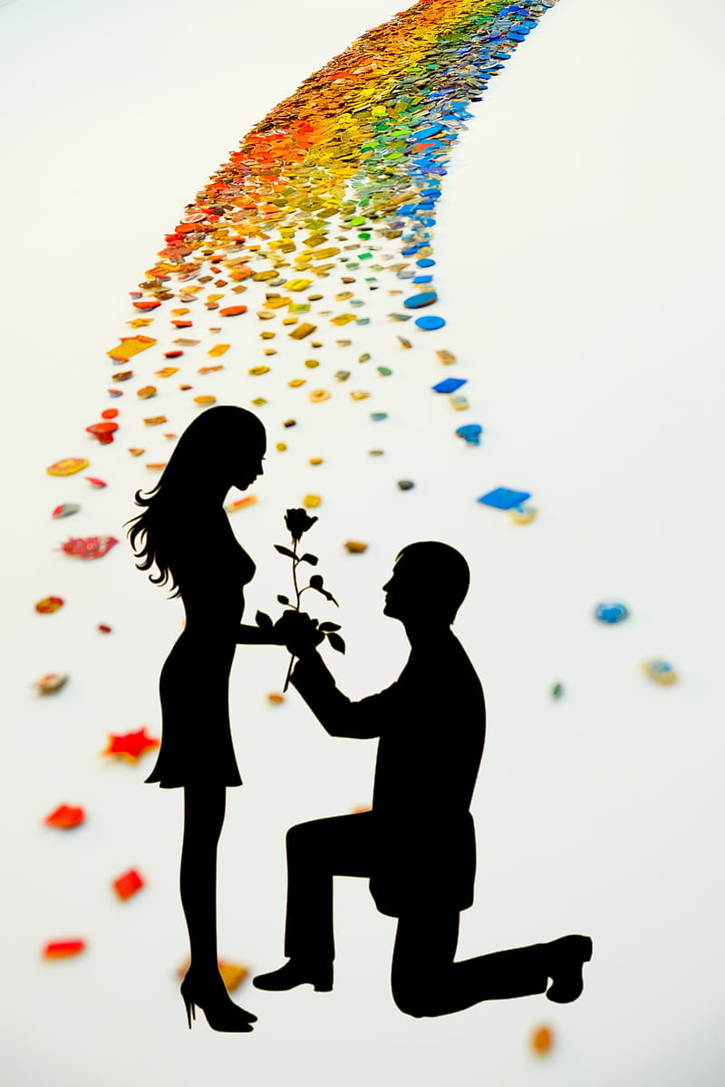 Propose, girl, rainbow, colorful, love, day, HD phone wallpaper