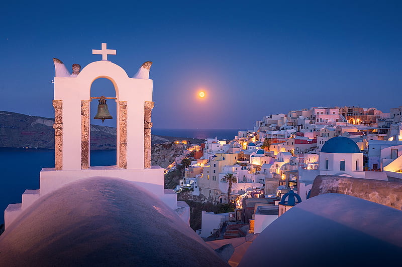 Churches, Church, Greece, Santorini, Sea, HD wallpaper