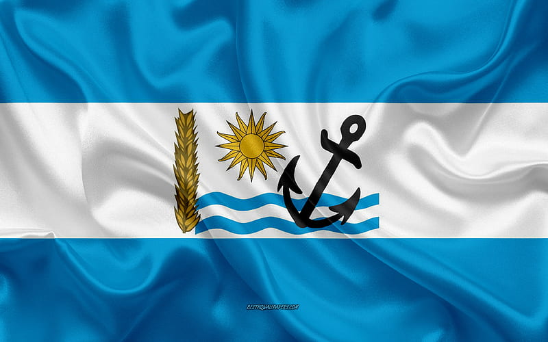 Flag of Rio Negro Department silk flag, department of Uruguay, silk texture, Rio Negro flag, Uruguay, Rio Negro Department, HD wallpaper