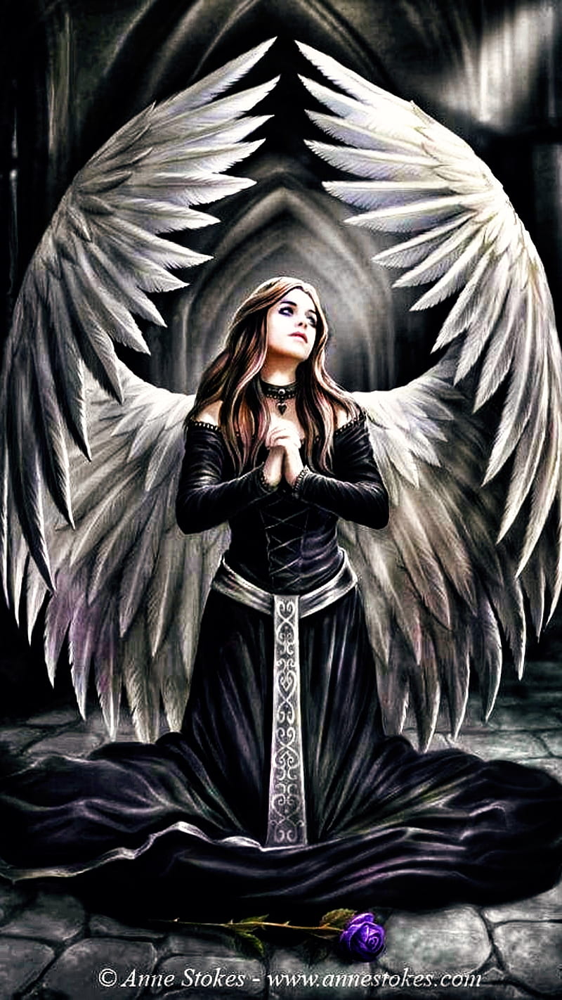 CAPTAIN SKI, angel, angels, dark, gothic, grim, love, wings, HD phone wallpaper