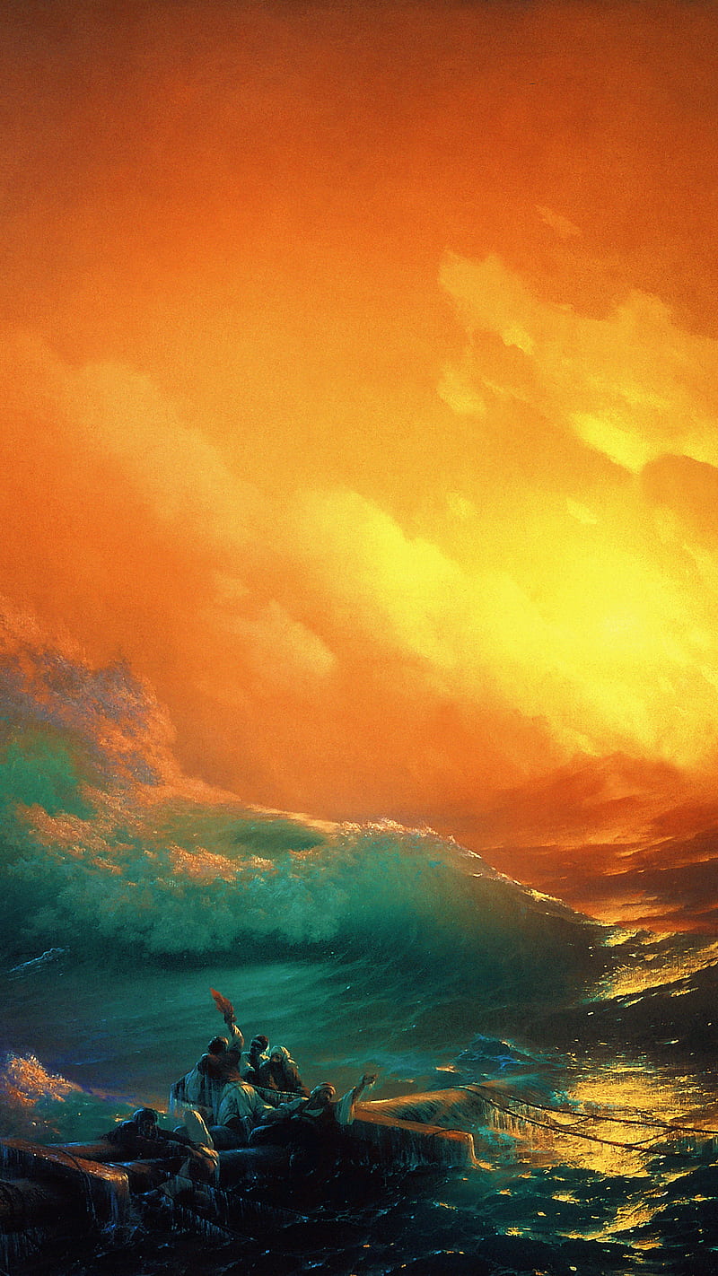 ninth wave, aivazovsky, oil, canvas, storm, waves, HD phone wallpaper