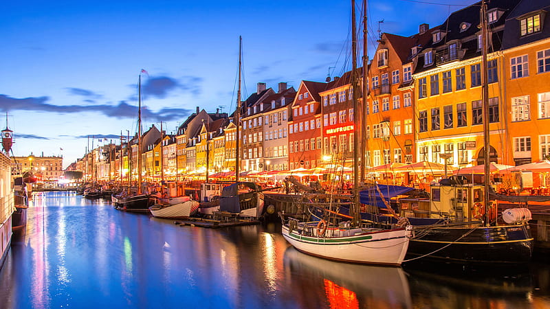 Boat City Copenhagen Denmark River Travel, HD wallpaper