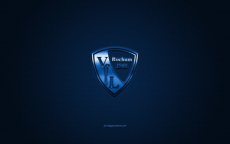 VfL Bochum, German football club, Bundesliga 2, blue logo, blue carbon fiber background, football, Bochum, Germany, VfL Bochum logo, HD wallpaper