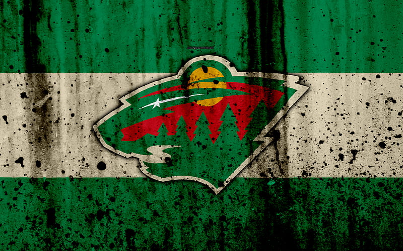 Minnesota Wild, grunge, NHL, hockey, art, Western Conference, USA, logo, stone texture, Central Division, HD wallpaper