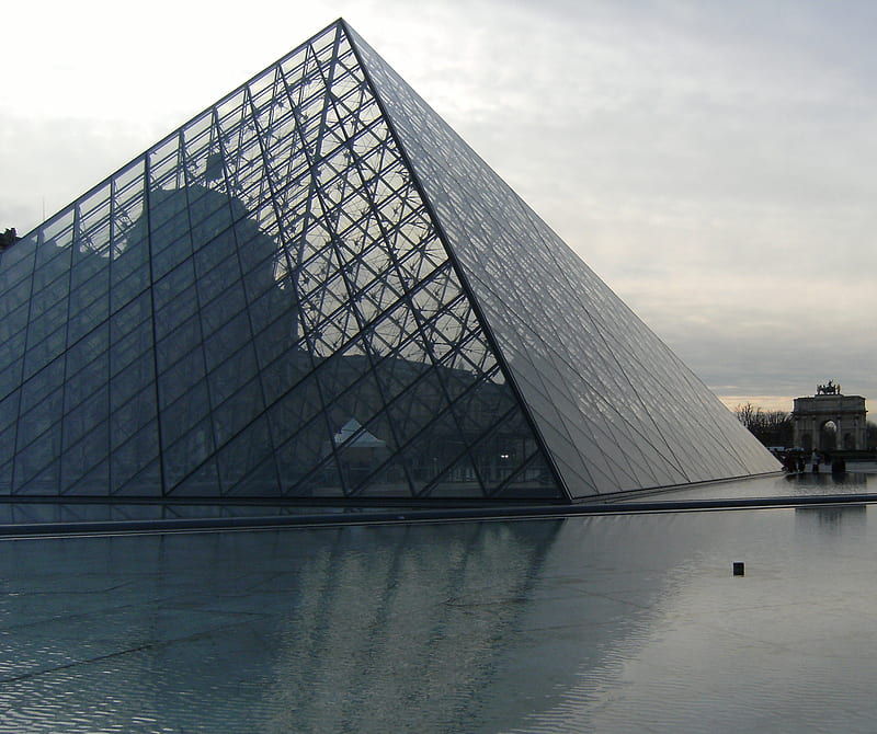 Louvre, paris, water, HD wallpaper