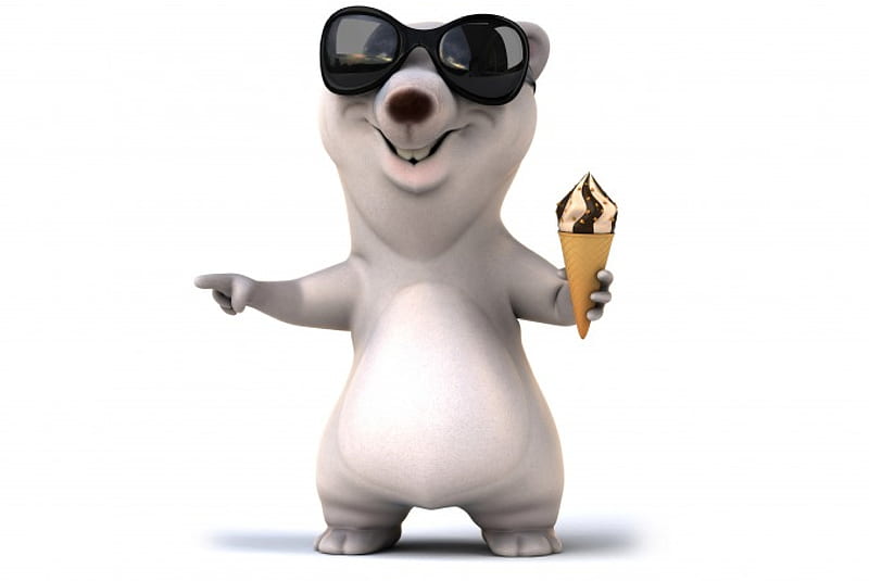 3D Character, 3d, cool, funny, white bear, HD wallpaper