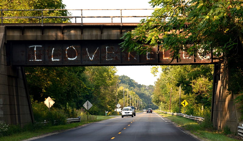 The I Love Kelly Bridge, old bridge, bridge, love, underpass, HD wallpaper