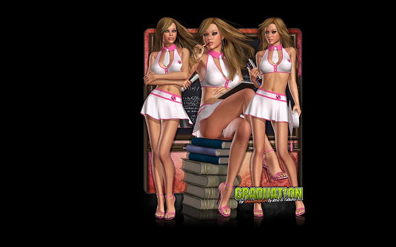 Virtual Girls, sexy babes, animated girls, mini skirts, anime girls, cheerleaders, HD wallpaper