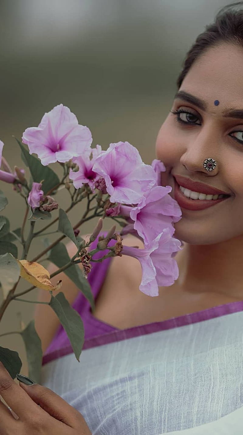 Mitra Chandini , dusky beauty, flower, HD phone wallpaper