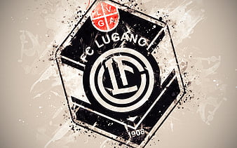 FC Lugano, Swiss football club, Swiss Super League, silver logo, gray  carbon fiber background, HD wallpaper