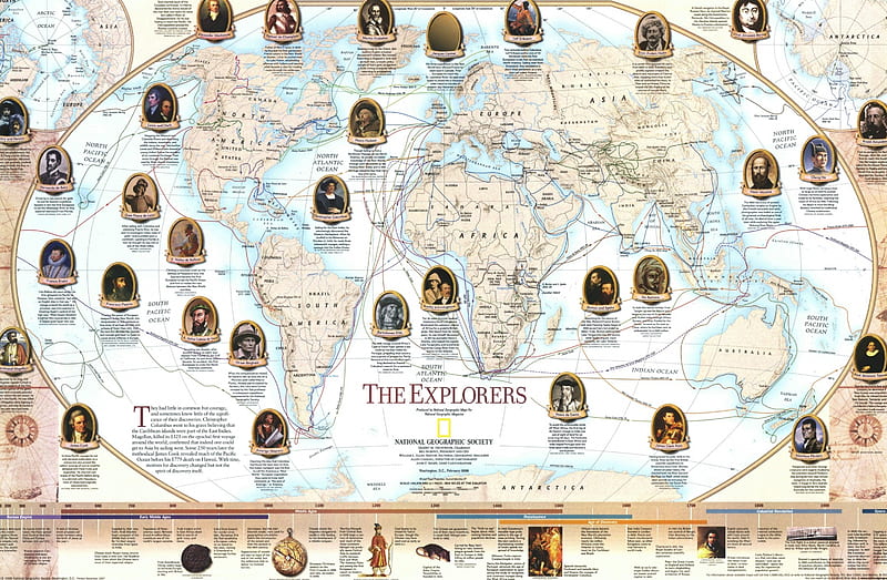 National Geographic Explorers Map, educational, Map, National Geographic, Explorers, history, infographic, HD wallpaper