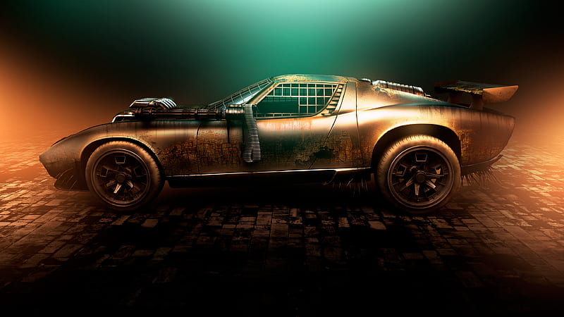 Lamborghini Miura Mad Max, lamborghini, behance, HD wallpaper