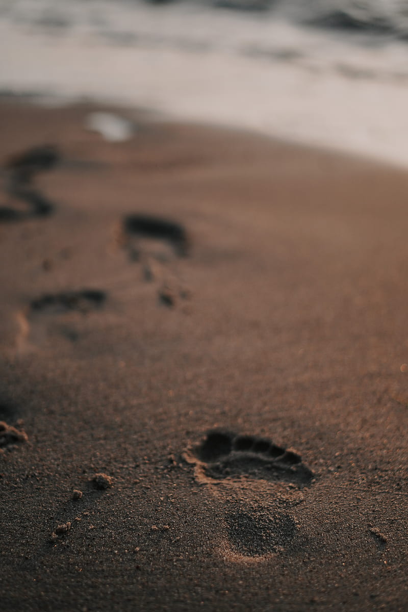 footprint, sand, beach, HD phone wallpaper