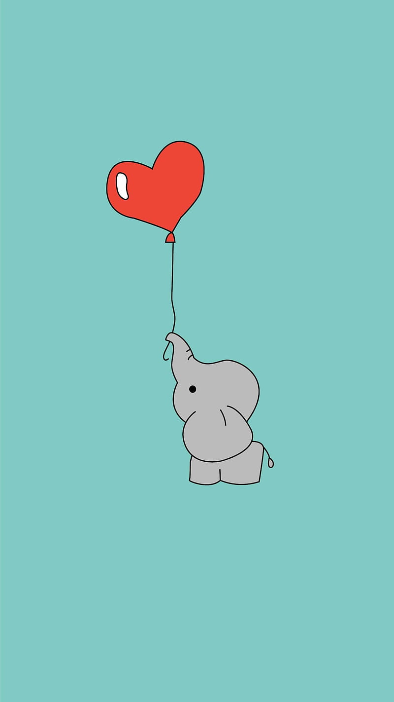 Elephant Balloon, bunny, cute, minimal, minimalistic, wackyposters, HD phone wallpaper