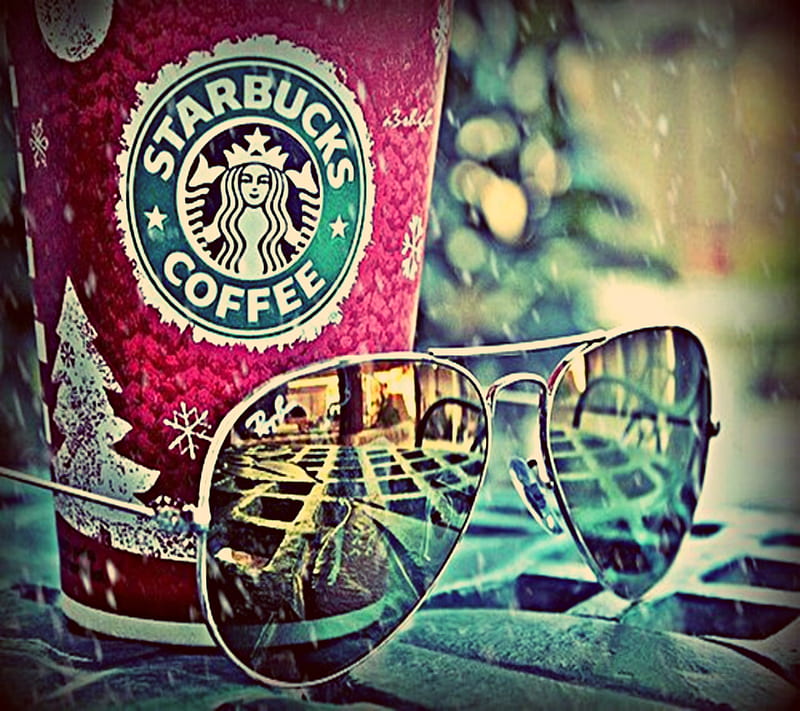 starbucks, coffee, sunglasses, HD wallpaper