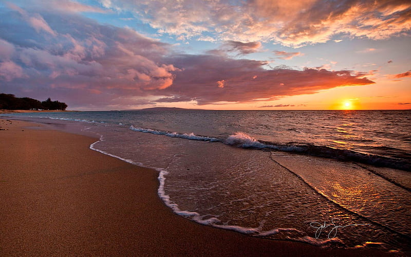 beach sunset-beach scenery, HD wallpaper