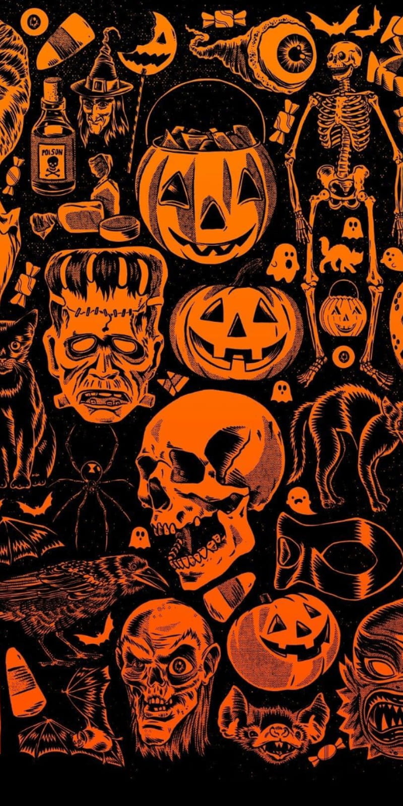Halloween, frankenstien, happy halloween, holiday, jack, orange, pumpkin,  skull, HD phone wallpaper | Peakpx