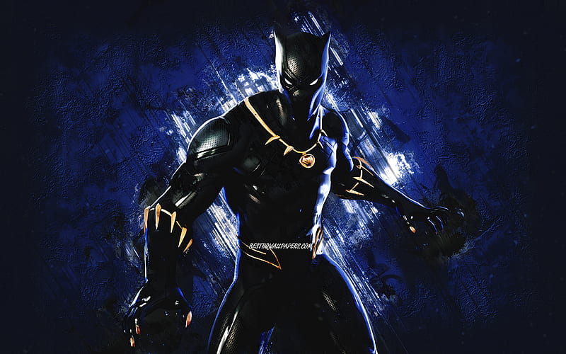 Fortnite Black Panther Skin, Fortnite, main characters, blue stone background, Black Panther, Fortnite skins, Black Panther Skin, Black Panther Fortnite, Fortnite characters, HD wallpaper