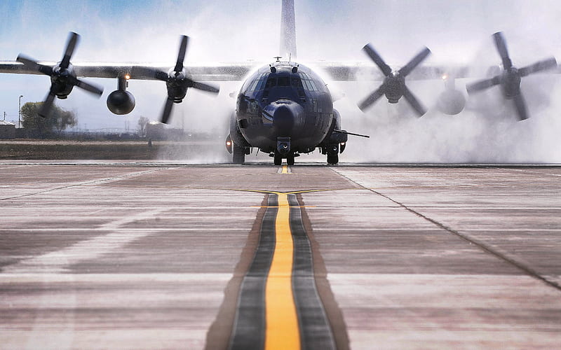 Lockheed AC-130W Stinger II, transport planes, runway, military aircraft, MC-130W Dragon Spear, HD wallpaper