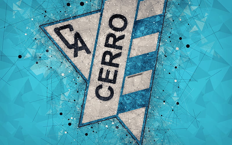 CA Cerro logo, geometric art, Uruguayan football club, blue background, Uruguayan Primera Division, Montevideo, Uruguay, football, creative art, HD wallpaper