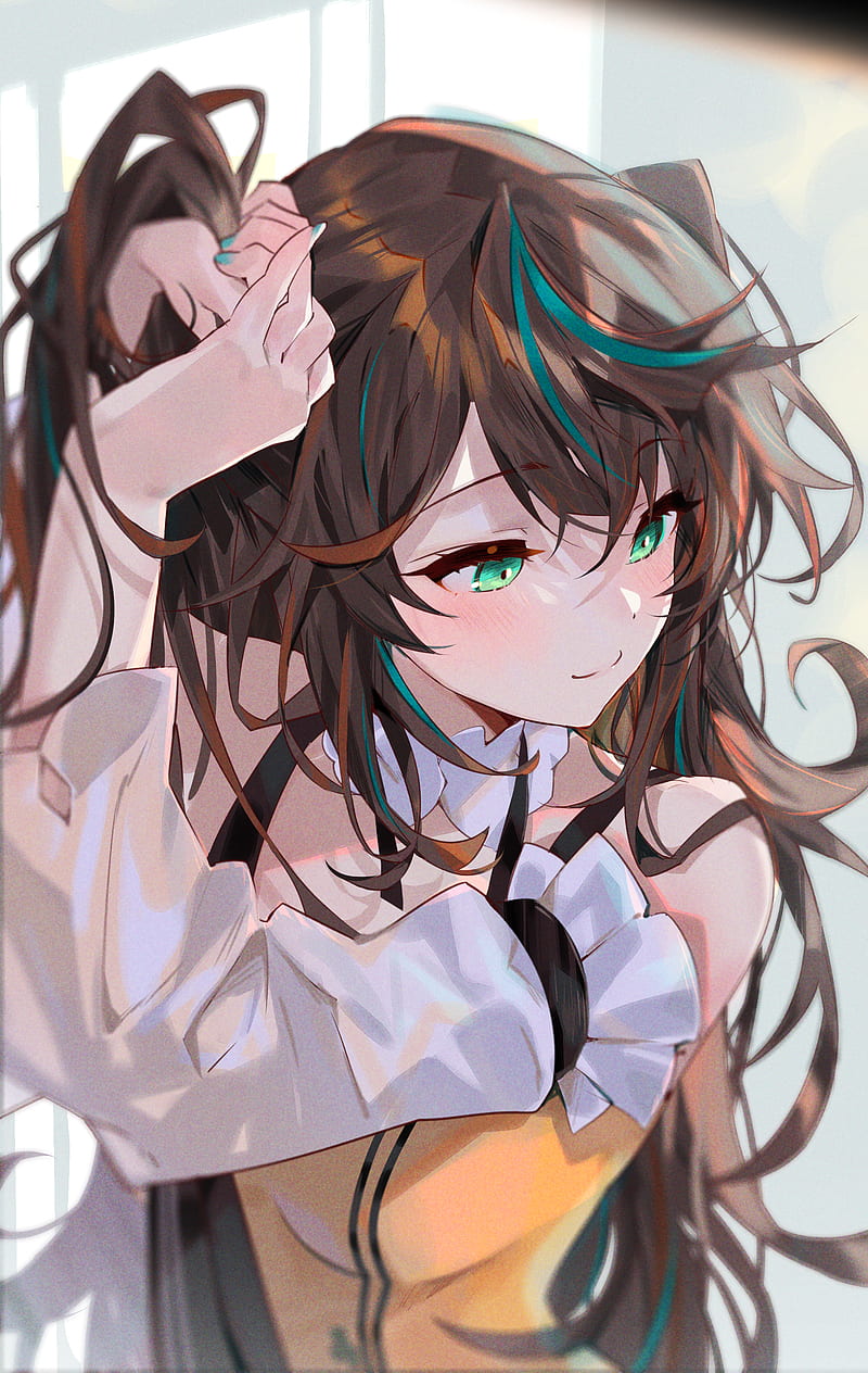 Anime Girl With Brown Hair And Green Eyes