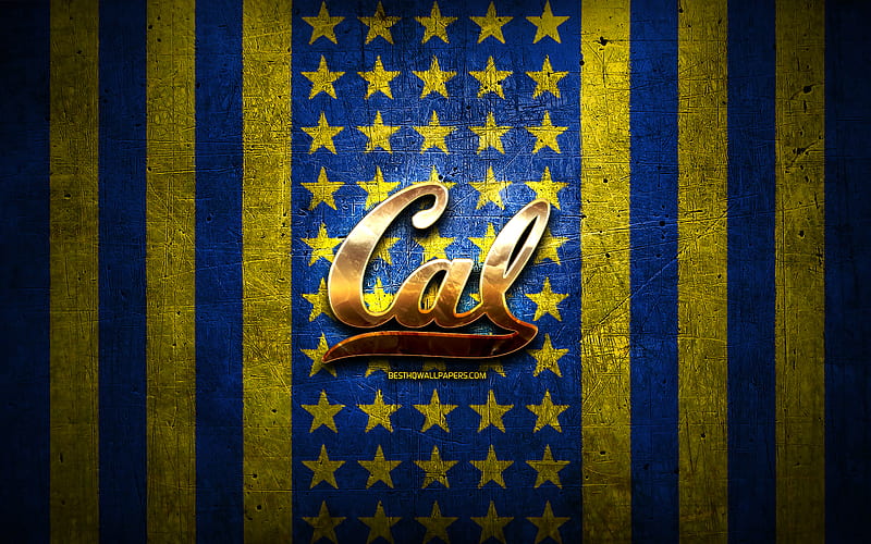 California Golden Bears flag, NCAA, blue yellow metal background, american football team, California Golden Bears logo, USA, american football, golden logo, California Golden Bears, HD wallpaper