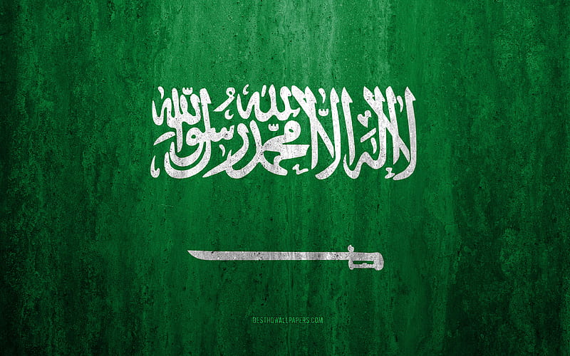 Flag of Saudi Arabia stone background, grunge flag, Asia, Saudi Arabia flag, grunge art, national symbols, Saudi Arabia, stone texture, HD wallpaper