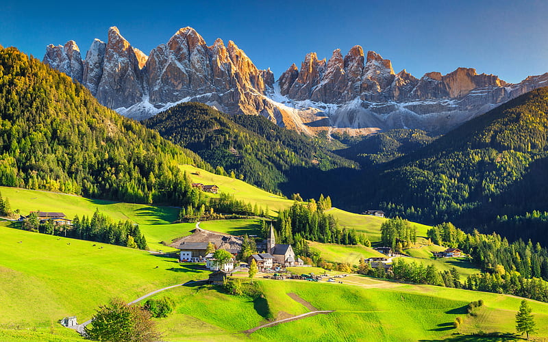 Dolomites summer, mountains, Italy, Europe, HD wallpaper