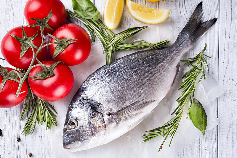 Food, Fish, Lemon, Tomato, Seafood, Still Life, HD wallpaper