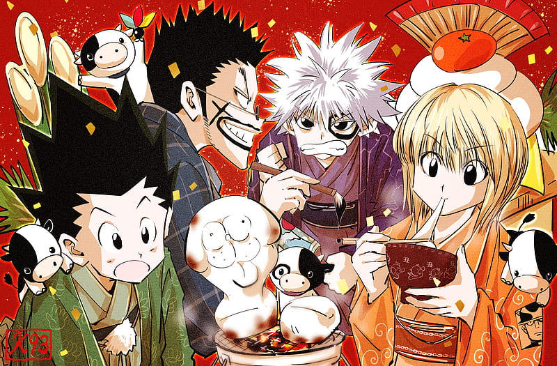 Hunter x Hunter - Gon,Killua,Kurapika,Leorio,Illumi,Hisoka, an art