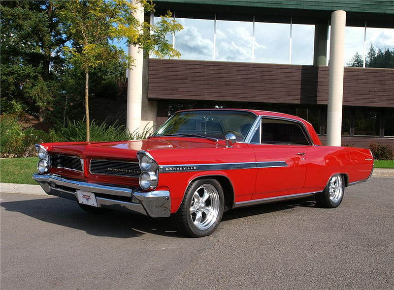 1963 Pontiac Bonneville, red, pontiac, 63, cool, 1963, car, hardtop, bonneville, poncho, HD wallpaper