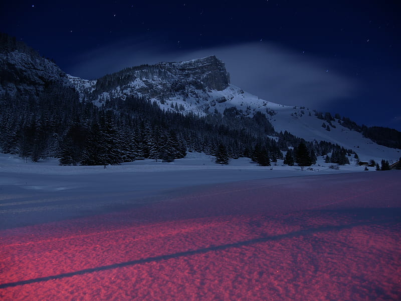 Mountains Landscape Night Snow , mountains, landscape, night, snow, nature, HD wallpaper