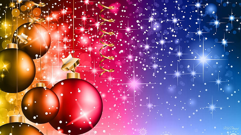 Rainbow Colored Holiday, red, stars, Christmas, New Years, glitter, tinsel, shine, Noel, winter, sparkle, gold, decorations, pink, feliz Navidad, blue, HD wallpaper