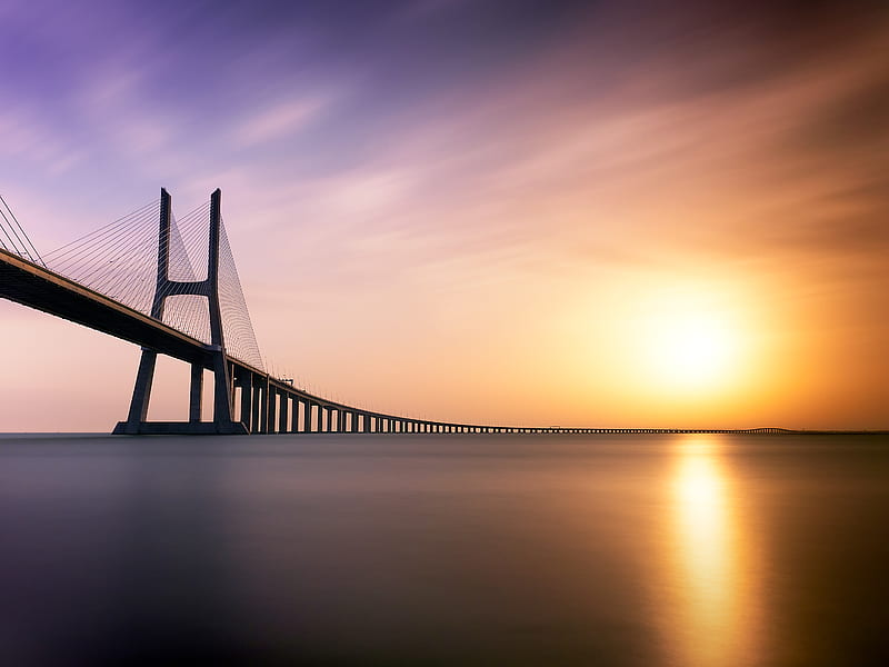 Vasco Da Gama Bridge , bridge, nature, HD wallpaper
