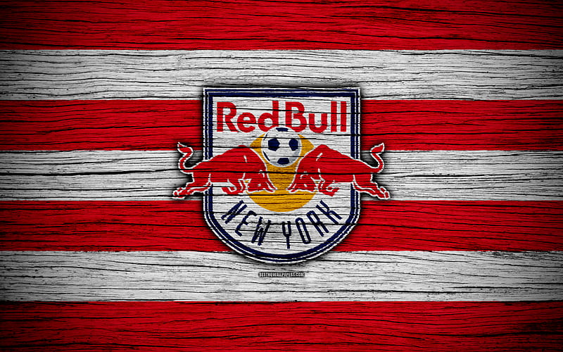 New York Red Bulls MLS, wooden texture, Eastern Conference, football club, USA, New York Red Bulls FC, soccer, NY Red Bulls, logo, FC New York Red Bulls, HD wallpaper