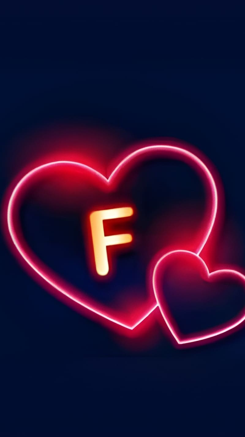 F Naam Ke, f neon heart, letter f, HD phone wallpaper | Peakpx