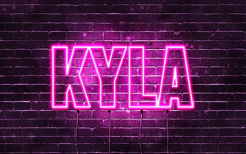Kyla with names, female names, Kyla name, purple neon lights, horizontal text, with Kyla name, HD wallpaper