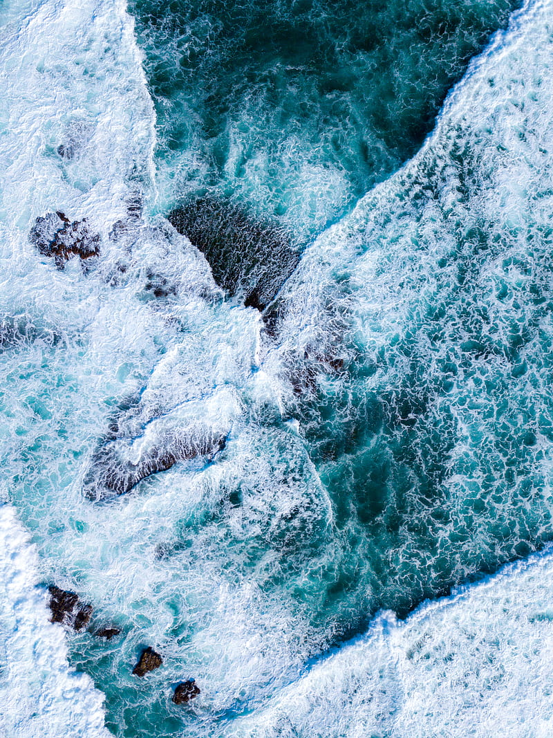 pilling up, blue, coastal, ice, marines, ocean, texture, water, wave, waves, white wash, HD phone wallpaper
