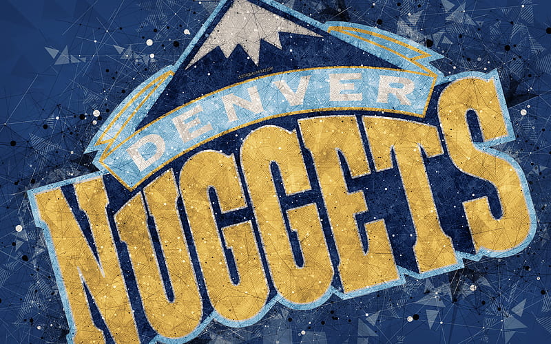 Denver Nuggets creative geometric logo, American basketball club, creative art, NBA, emblem, mosaic, blue abstract background, National Basketball Association, Denver, Colorado, USA, basketball, HD wallpaper