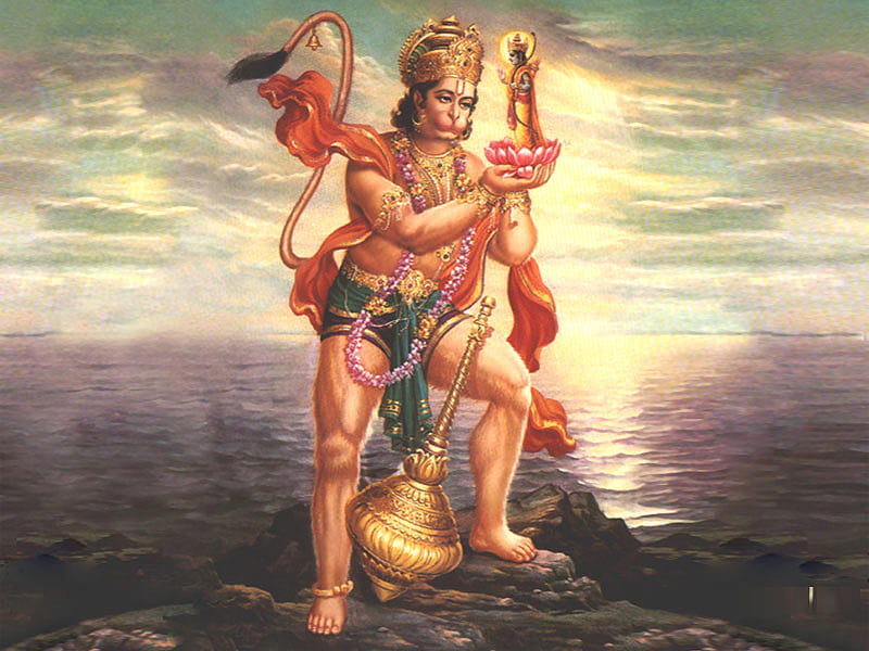 Hindu god ram hanuman, red, gold, blue, god, HD wallpaper | Peakpx