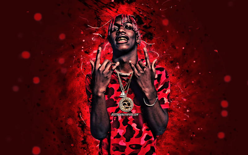 Lil Yachty red neon lights, american singer, music stars, Miles Parks McCollum, american celebrity, superstars, Lil Yachty, HD wallpaper