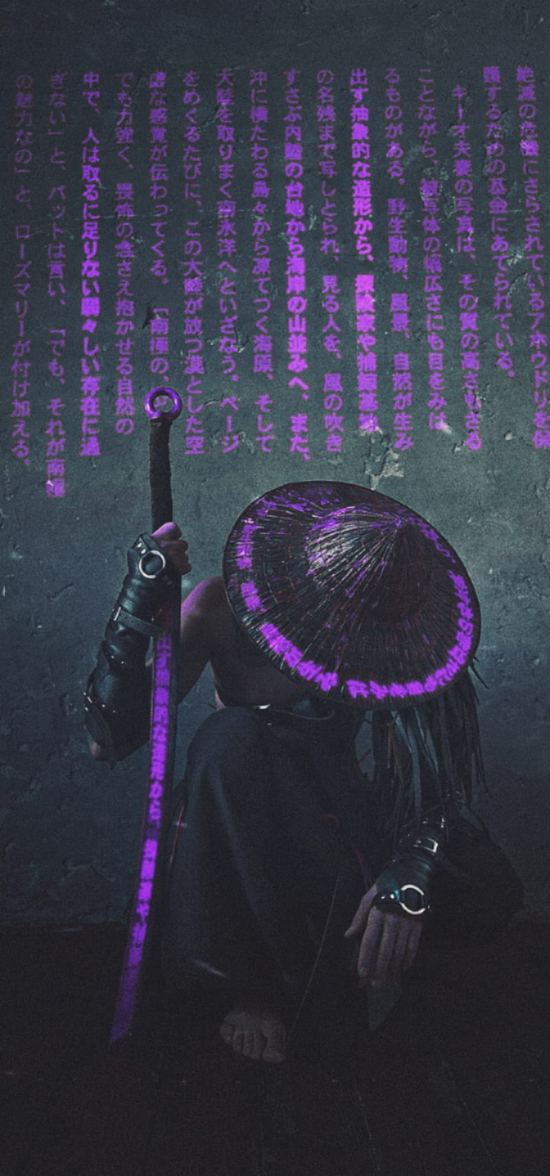 Samurai IN Purple , daze, girl, huawei, iphone, purple, realme, samsung, samurai, sword, writes, HD phone wallpaper