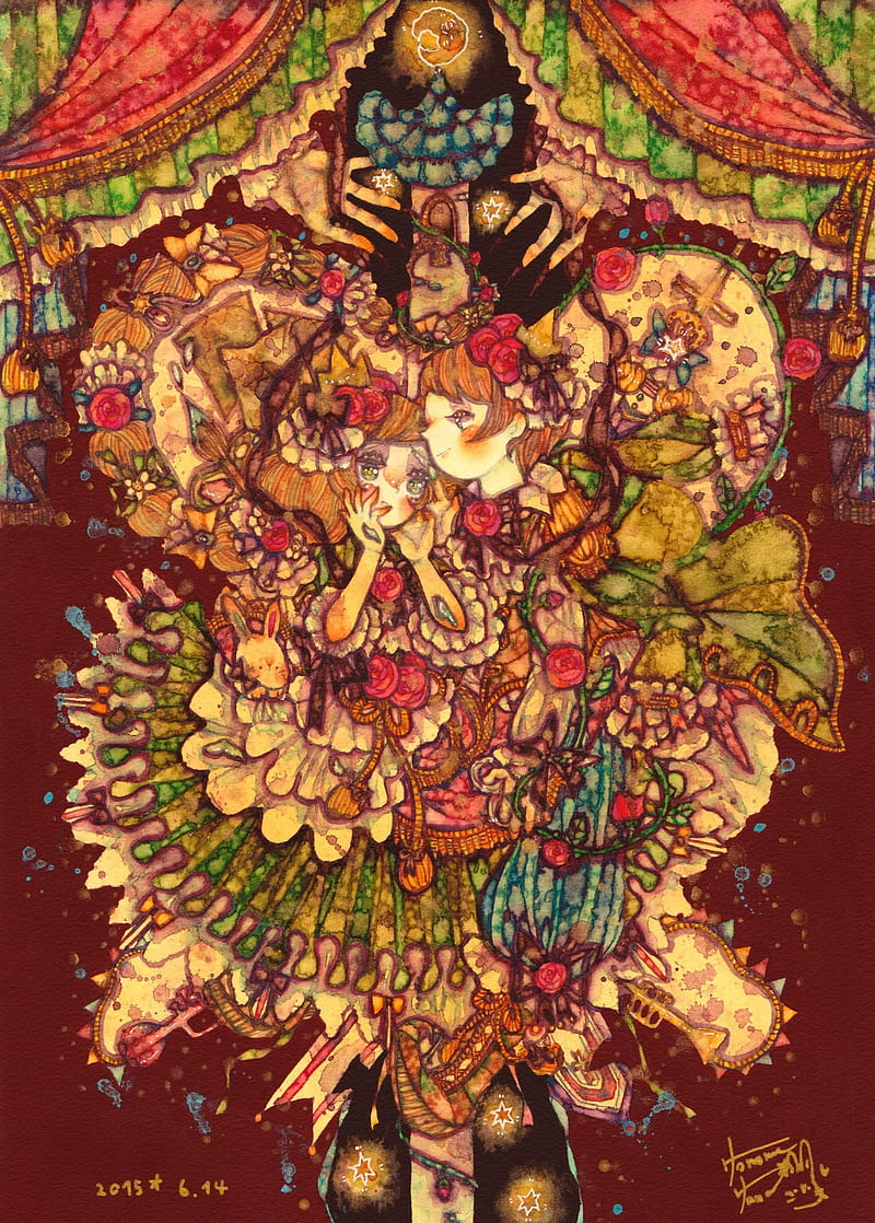 abstract, jewel, anime, 2015 (Year), anime girls, colorful, artwork, HD phone wallpaper