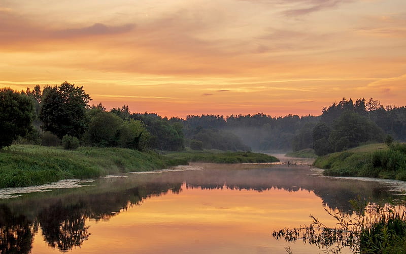 After Sunset, Latvia, nature, river, calm, HD wallpaper | Peakpx