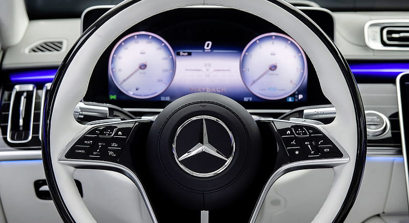 2021 Mercedes-Maybach S-Class (Color: Designo Crystal White / Silver Grey Pearl) - Interior, Steering Wheel , car, HD wallpaper