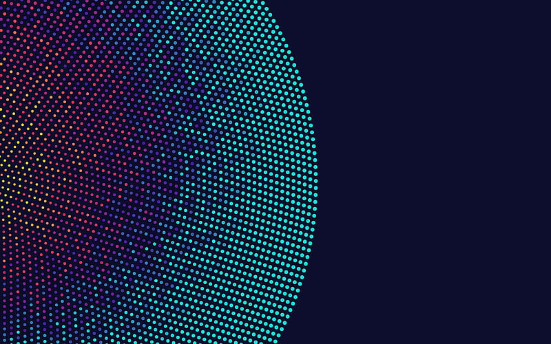 circle of dots, color dots background, circular abstraction, blue background, creative circle, HD wallpaper