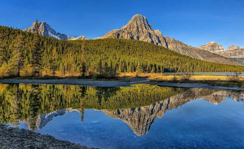 * CANADA-Waterfowl lake *, nature, lake, mountains, canada, HD wallpaper