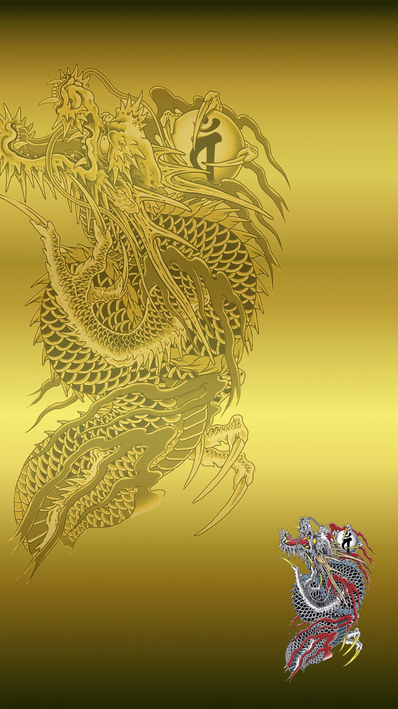 Yakuza Dragon, china, chinese, gold, japan, red, HD phone wallpaper